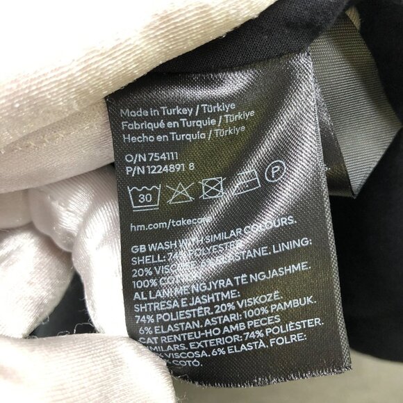 H&M Button Front Mini Dress XL Black V-Neck Jacket Dress Suit Dress Formal - Picture 6 of 8